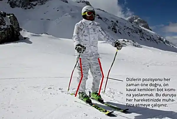 Kayakla duruş pozisyonu - ayaklar